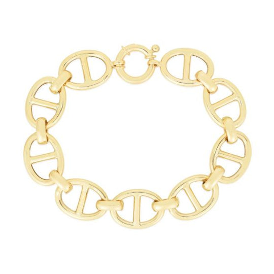 Pulsera de Eslabones Marineros de 13.8 mm de Oro Amarillo de 14k