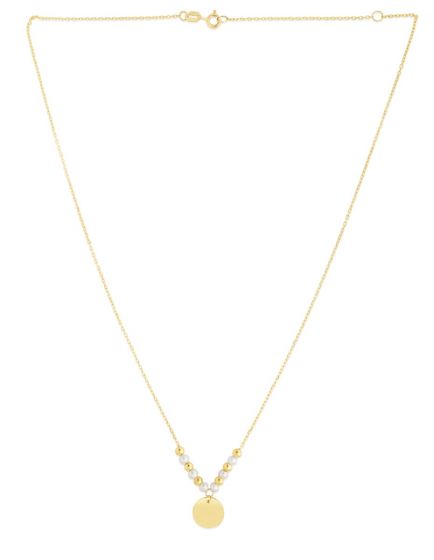 Collar de Disco Pallina de Perlas en Oro Amarillo de 14k