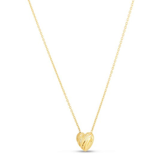 Collar de Corazón con Garabatos de Oro Amarillo de 14k