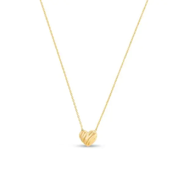 Collar de Corazón con Garabatos de Oro Amarillo de 14k