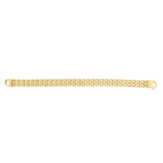 Pulsera de Eslabones Ferroviarios de 8 mm en Oro Amarillo de 14k