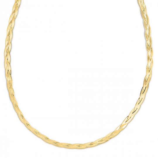 Collar de Espiga Trenzado en Oro Amarillo de 14k