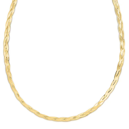 Pulsera de Espiga Trenzada en Oro Amarillo de 14k