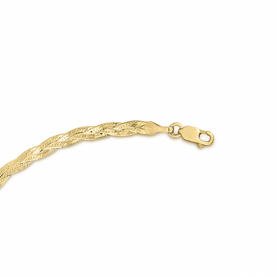 Collar de Espiga Trenzado en Oro Amarillo de 14k