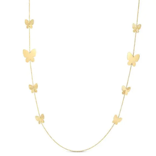 Collar de Mariposa Graduado en Oro Amarillo de 14k