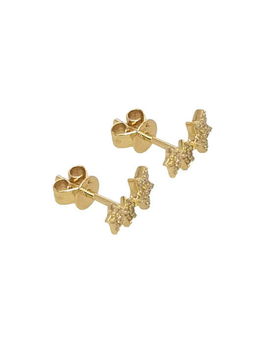 Aretes con Diamante Natural en Oro Amarillo de 14k