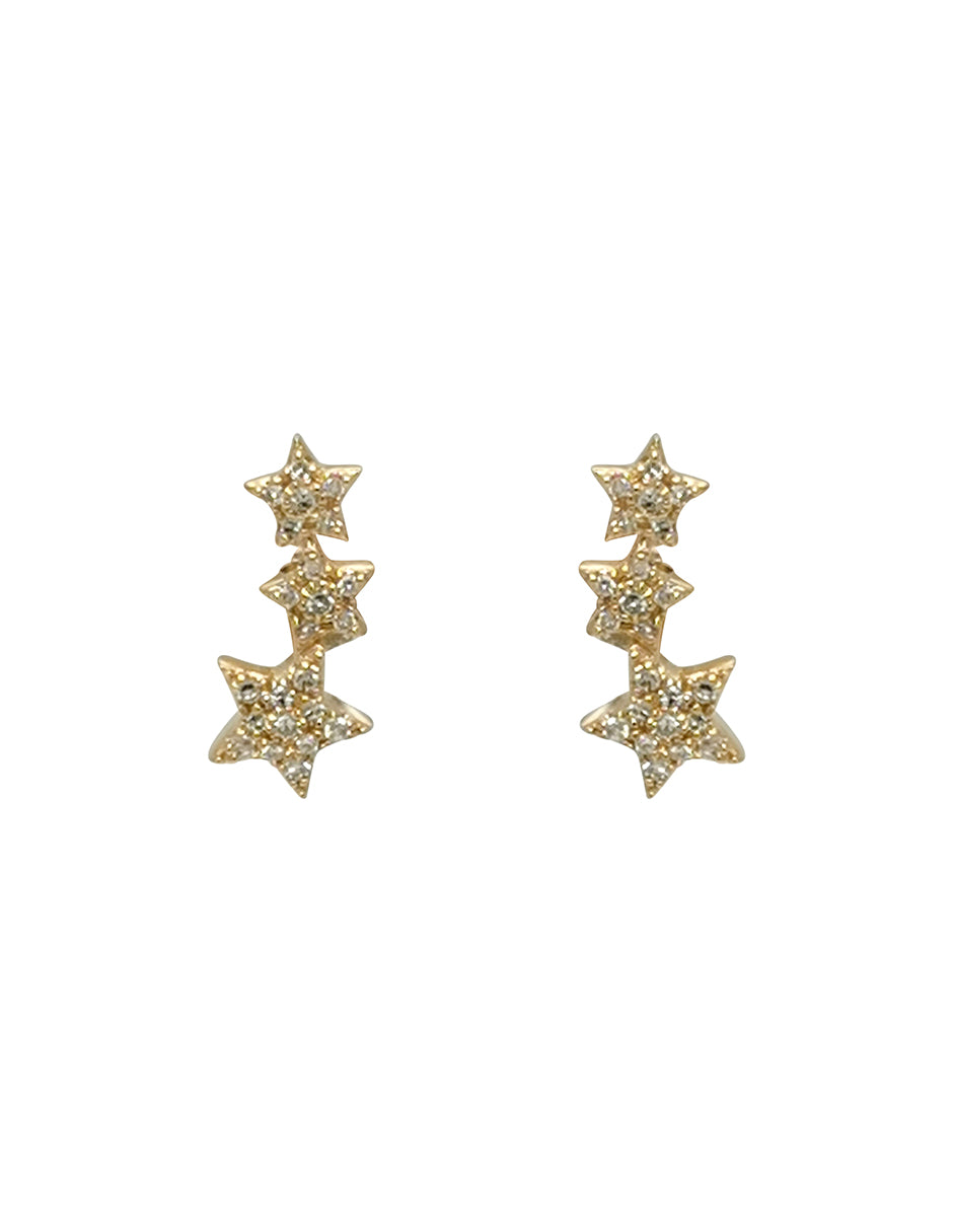 Aretes con Diamante Natural en Oro Amarillo de 14k