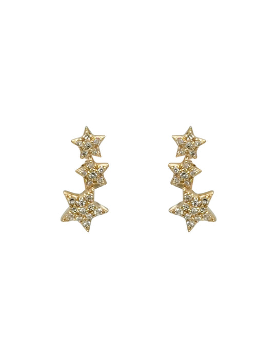 Aretes con Diamante Natural en Oro Amarillo de 14k