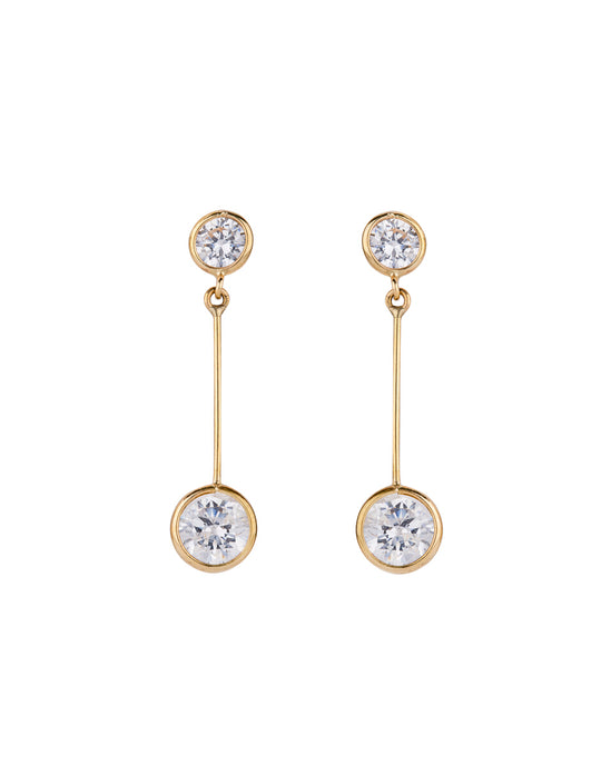 Aretes con Circonía en Oro Amarillo de 14k